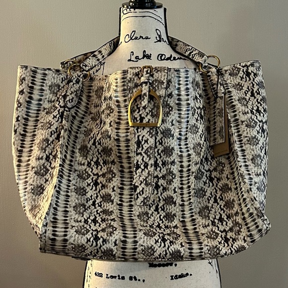 Margot Adele Oversized Python Embossed Leather Tote Bag - Picture 7 of 16